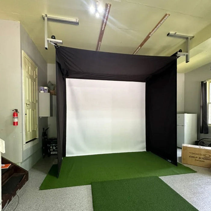 Full Swing KIT SportScreen Vanish Retractable Golf Studio Complete Package | Home Golf Simulator Studio with Impact Screen, Enclosure, Hitting Mat, Putting Turf & Projector