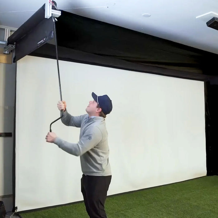 SportScreen Vanish Retractable Golf Studio Complete Package by PlayBetter | Home Golf Simulator Studio with Impact Screen, Enclosure, Hitting Mat, Putting Turf & Projector