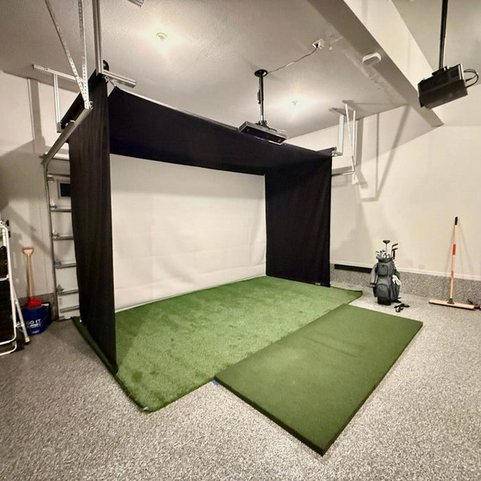 Foresight Falcon SportScreen Vanish Retractable Golf Studio Complete Package | Home Golf Simulator Studio with Impact Screen, Enclosure, Hitting Mat, Putting Turf & Projector