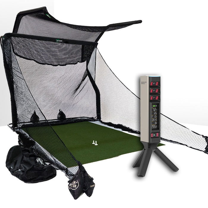 Square Golf Omni Golf Launch Monitor Home Net Studio with The Net Return Premium Hitting Net Package