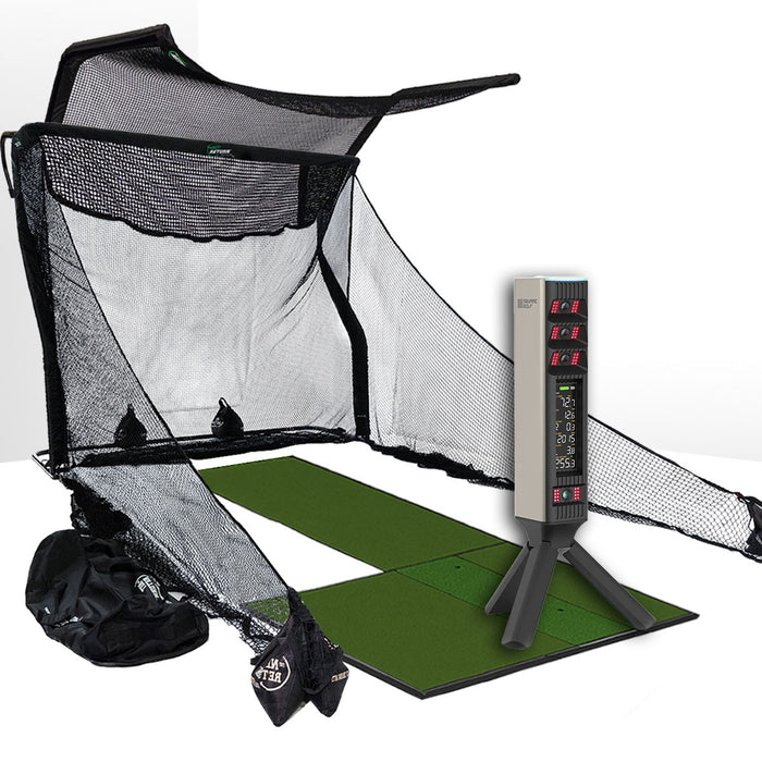 Square Golf Omni Golf Launch Monitor Home Net Studio with The Net Return Premium Hitting Net Package