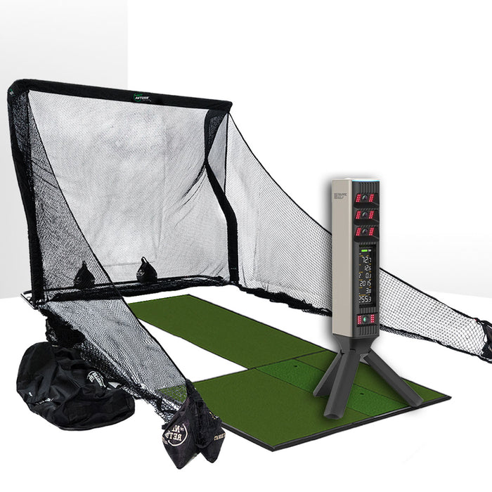 Square Golf Omni Golf Launch Monitor Home Net Studio with The Net Return Premium Hitting Net Package