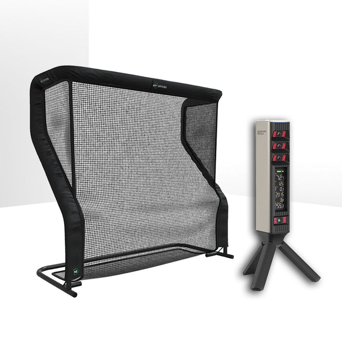 Square Golf Omni Golf Launch Monitor Home Net Studio with The Net Return Premium Hitting Net Package