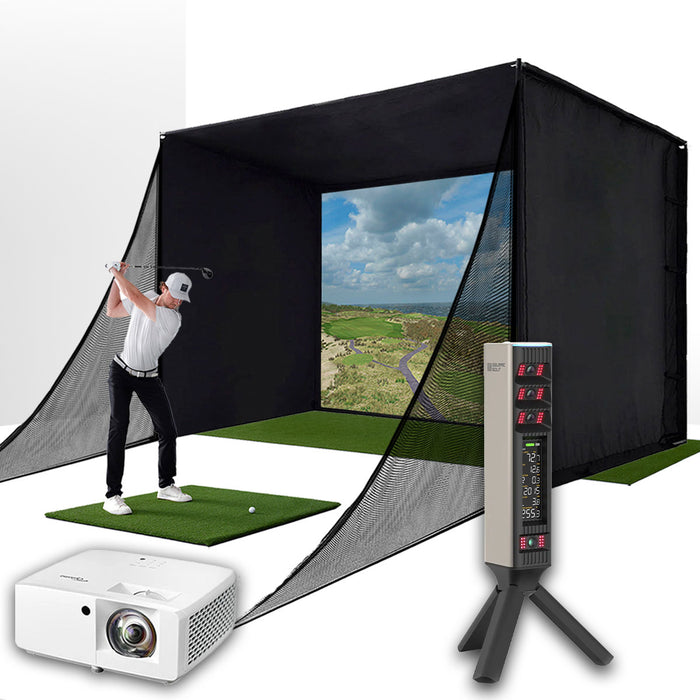 Square Golf Omni with PlayBetter SimStudio™ COMPLETE Package | Golf Simulator Studio with Impact Screen, Enclosure, Side Barriers, Hitting/Putting Mats & Projector