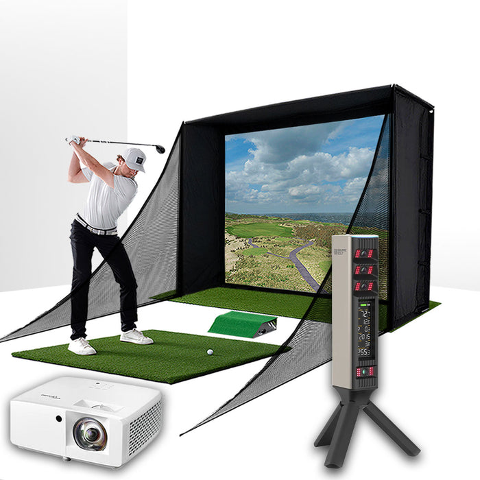 Square Golf Omni with PlayBetter SimStudio™ COMPLETE Package | Golf Simulator Studio with Impact Screen, Enclosure, Side Barriers, Hitting/Putting Mats & Projector