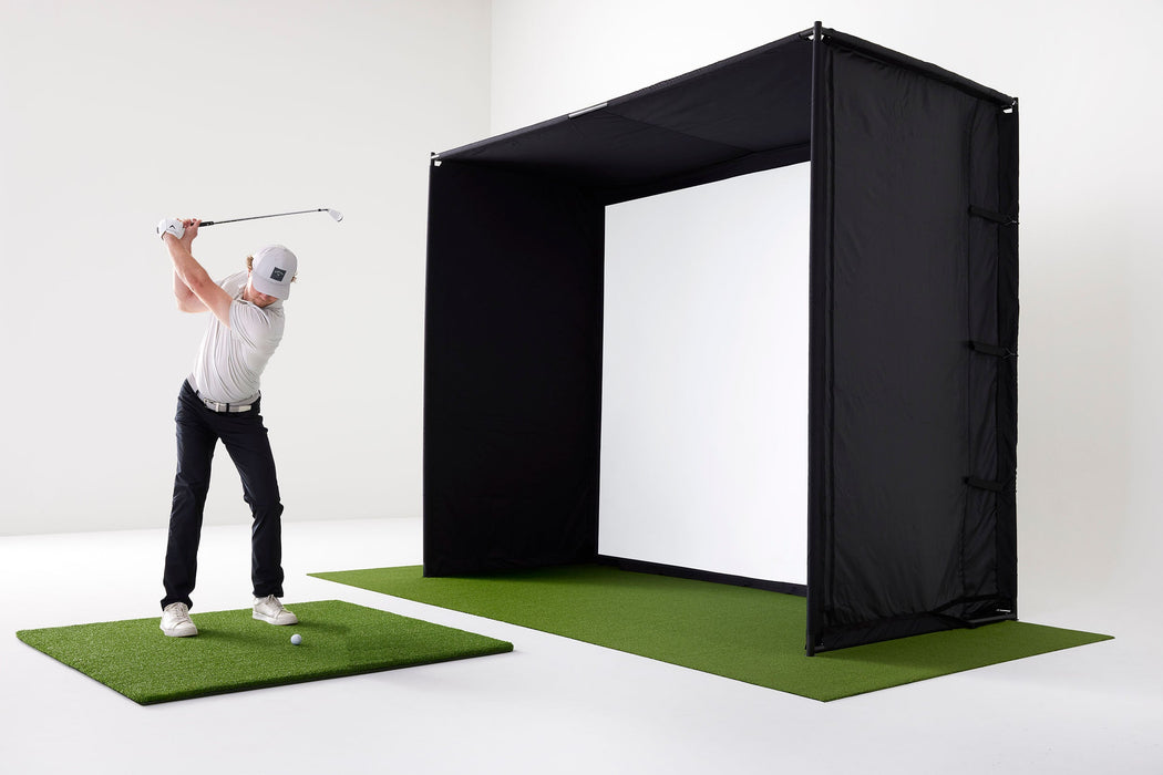 SkyTrak Golf Simulator Studio Package | PlayBetter SimStudio™ with Impact Screen, Enclosure, Side Barriers, Hitting/Putting Mats & Projector