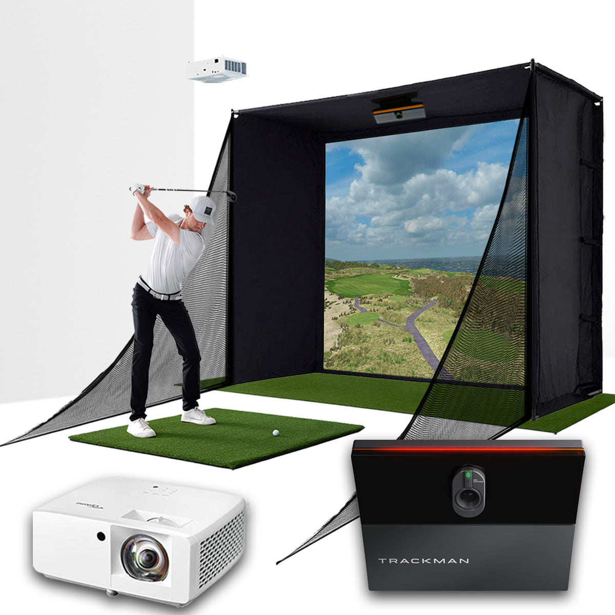 Everything You Need for a Trackman iO & PlayBetter SimStudio™ Home Golf Simulator Package