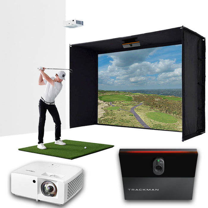 Trackman iO with PlayBetter SimStudio™ BYO (Build Your Own) Package – Custom Home Golf Simulator Studio Builder with Impact Screen, Enclosure, Optional Mats, Projector & More