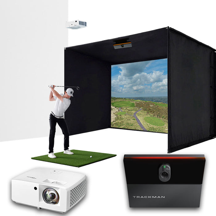 Trackman iO with PlayBetter SimStudio™ BYO (Build Your Own) Package – Custom Home Golf Simulator Studio Builder with Impact Screen, Enclosure, Optional Mats, Projector & More