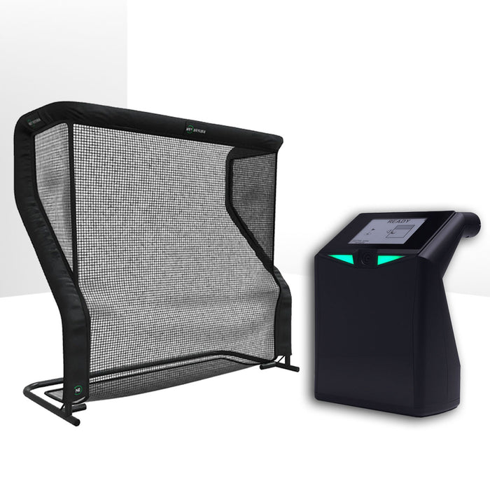 TruGolf LaunchBox Golf Launch Monitor Home Net Studio with The Net Return Premium Hitting Net Package