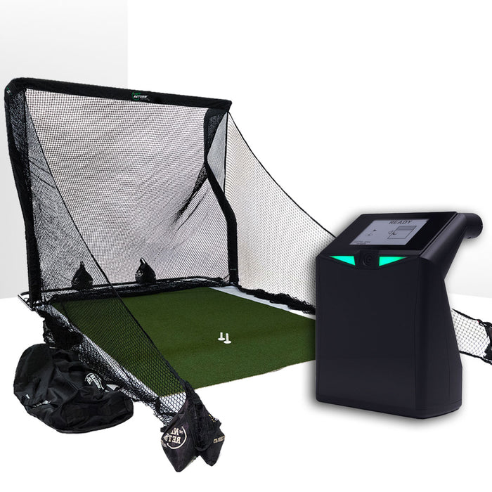 TruGolf LaunchBox Golf Launch Monitor Home Net Studio with The Net Return Premium Hitting Net Package