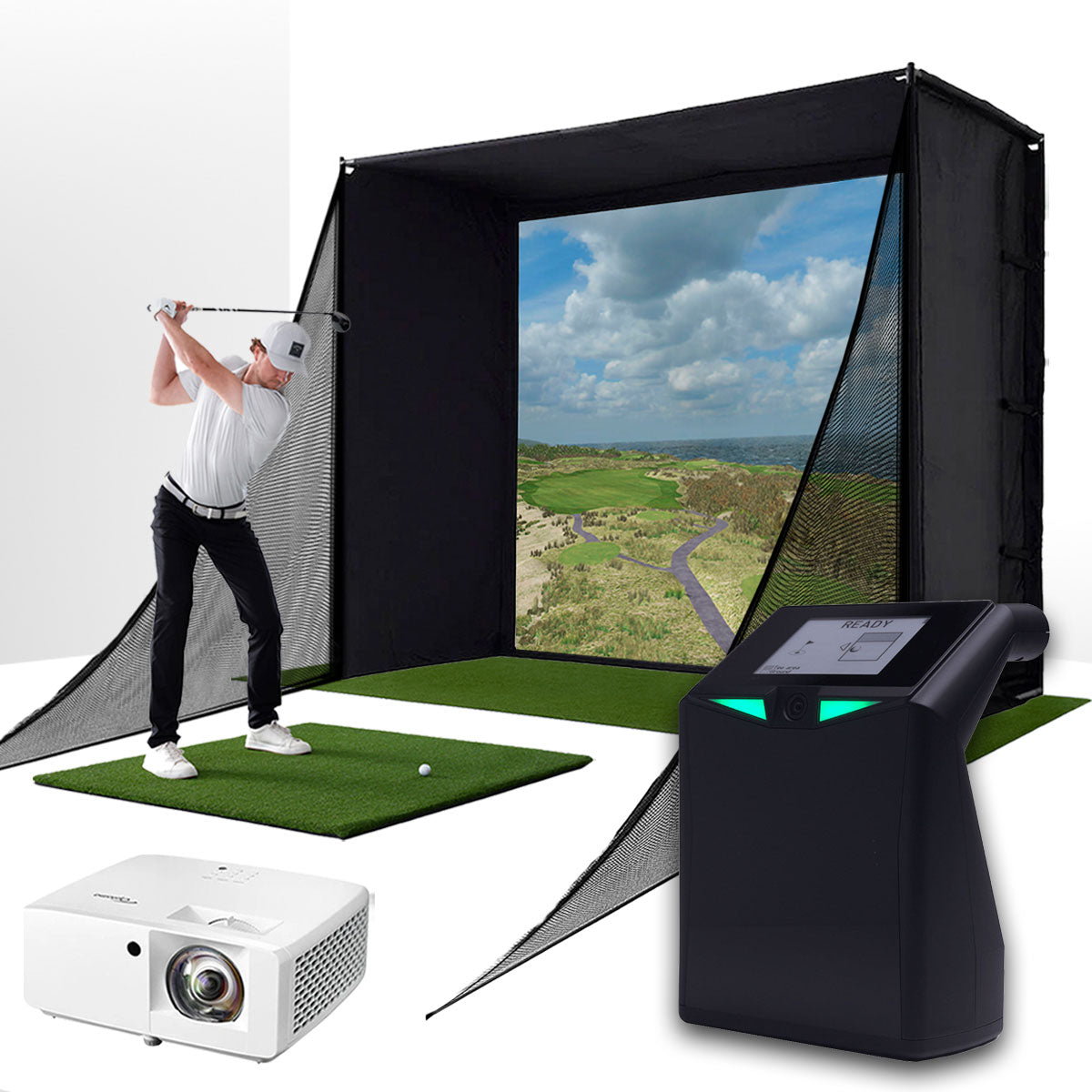 Everything You Need for a TruGolf LaunchBox & PlayBetter SimStudio™ Home Golf Simulator Package