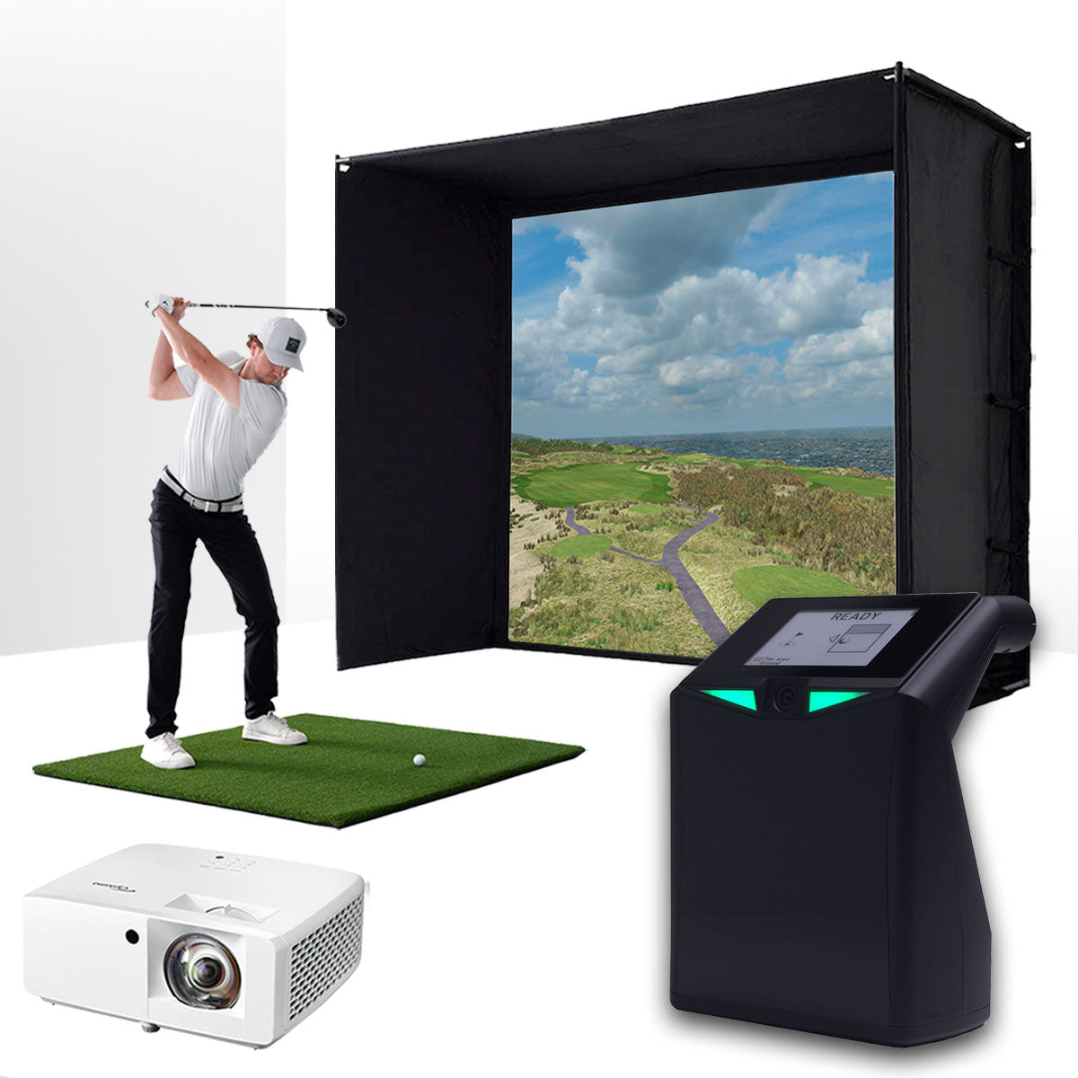 Everything You Need for a TruGolf LaunchBox & PlayBetter SimStudio™ Home Golf Simulator Package