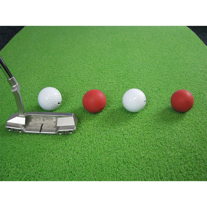 Red and white EyeLine Golf Balls of Steel