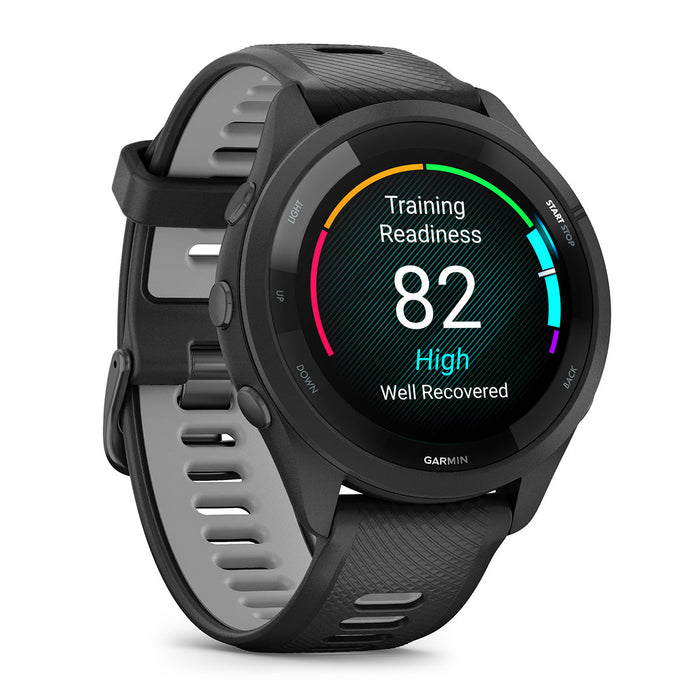  Garmin Forerunner 265 (Black/Powder Gray) Running GPS  Smartwatch, Bright AMOLED Display, Advanced Training, Recovery
