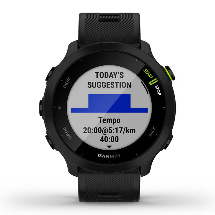 Garmin Forerunner 55 GPS Running Watch - Black - Front Angle