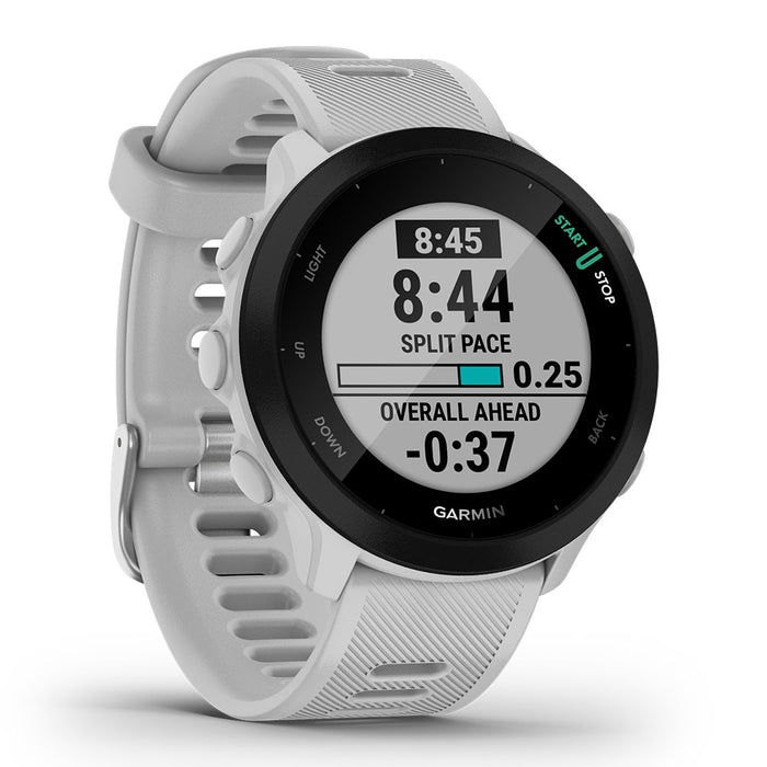 Garmin Forerunner 55 Smartwatch for Running 2021 - White - Right Angle