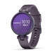 Garmin Lily Sport Small Smart Watch for Ladies - Midnight Orchid Bezel Deep Orchid Case Silicone Band - Right Angle