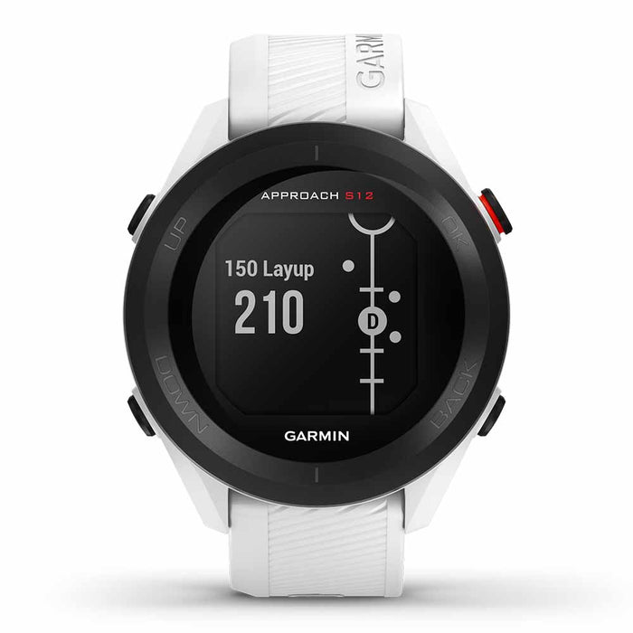 Garmin Approach S12 Golf Watch - White - Front Angle