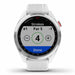 Garmin Approach S42 Golf GPS Watch - Polished Silver with White Band - Front Angle