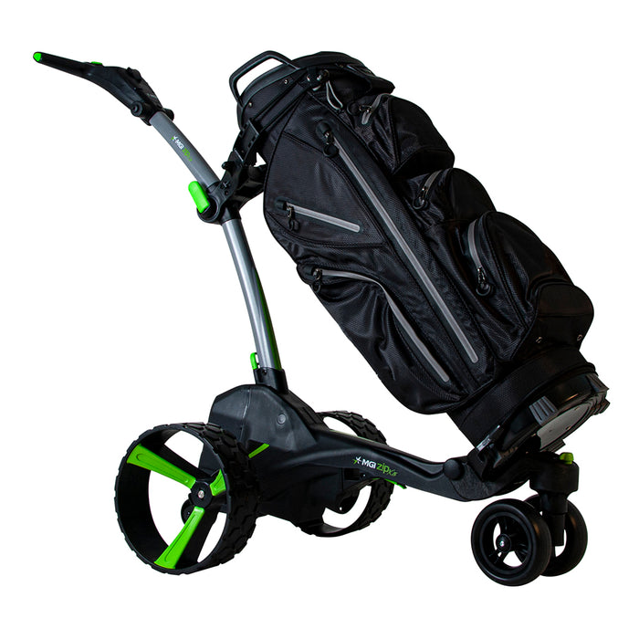 MGI Zip X5 Electric Golf Caddy - Gray - with Cart Bag