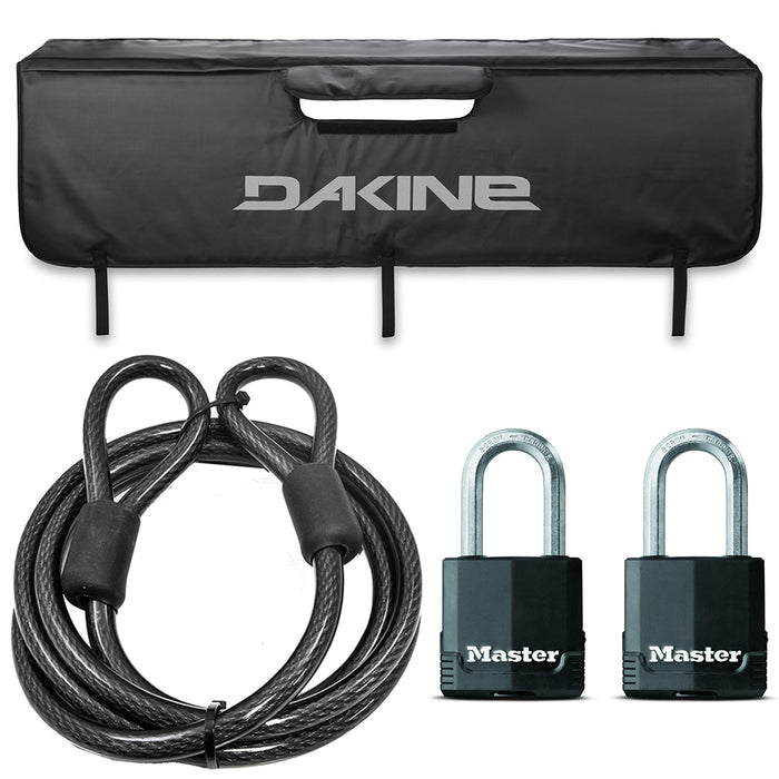 Dakine Pickup Pad - Black with Master Weatherproof Laminated Padlocks and Steel Security Cable (7-Foot)