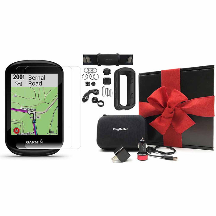Garmin Edge 530 GPS Cycling Computer PlayBetter Gift Box Bundle with HRM, Speed/Cadence Sensors and Black Silicone Case