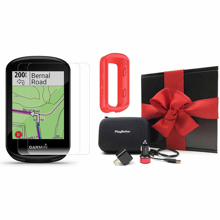 Garmin Edge 530 GPS Cycling Computer - PlayBetter Gift Box Bundle with Red Silicone Case