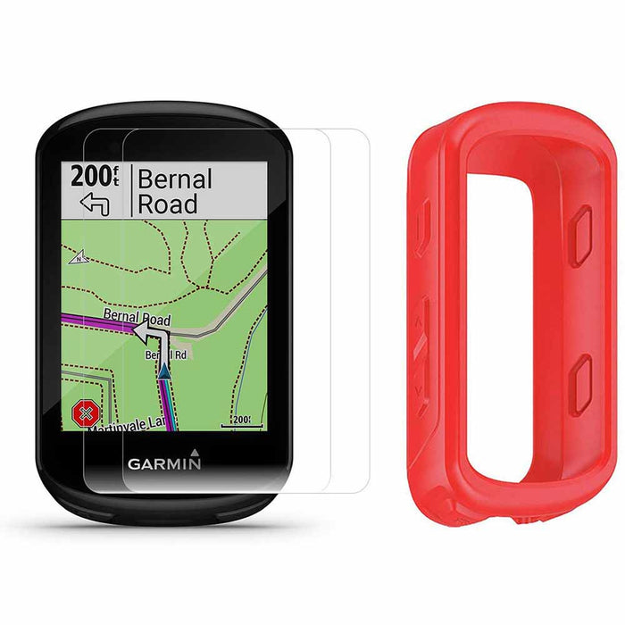 Garmin Edge 530 GPS Bike Computer with PlayBetter Portable Charger and Red Silicone Case