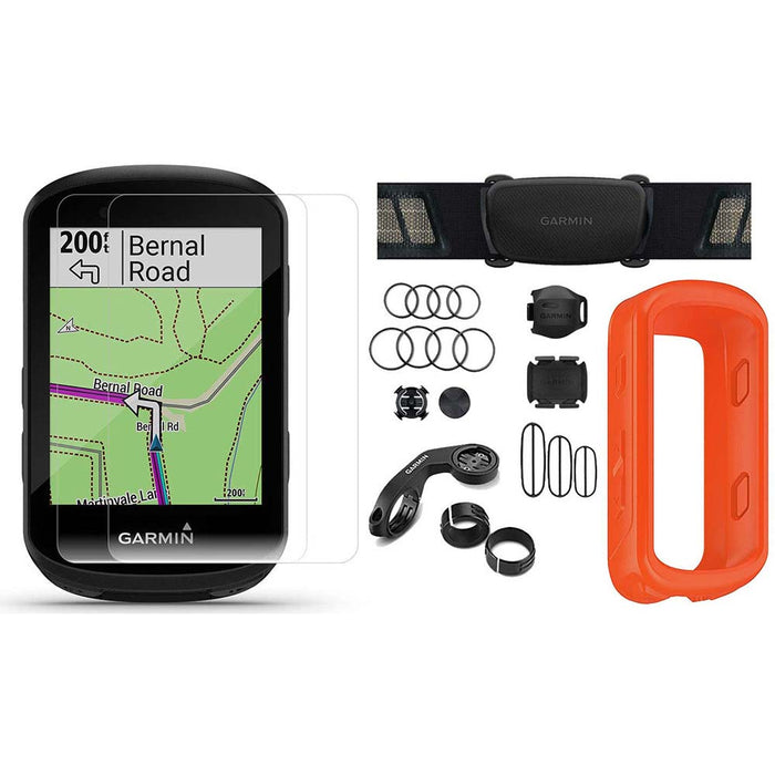 Garmin Edge 830 Touchscreen Bike Computer - Sensor Bundle with PlayBetter Portable Charger and Orange Silicone Case