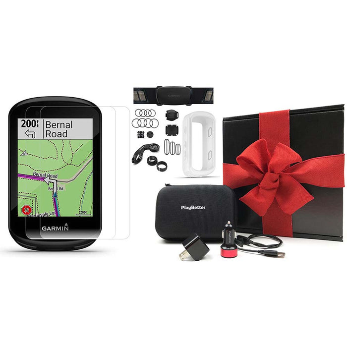 Garmin Edge 830 Touchscreen Bike Computer - Sensor Bundle - PlayBetter Gift Box Bundle with White Silicone Case