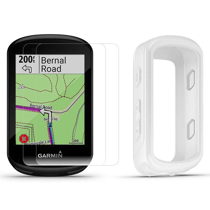 Garmin Edge 830 Touchscreen Bike Computer with PlayBetter Portable Charger and White Silicone Case